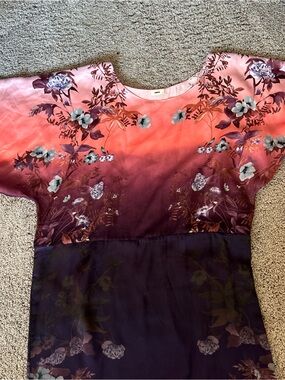 Warm Pink to Purple Ombre Floral Dress